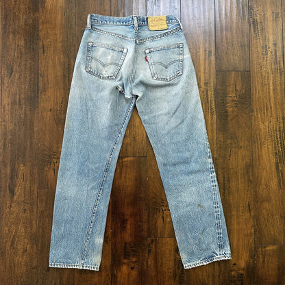 Levis Vintage 80s Redline Selvedge USA 501 XX Jeans Light Wash 31x33 Act 28x29