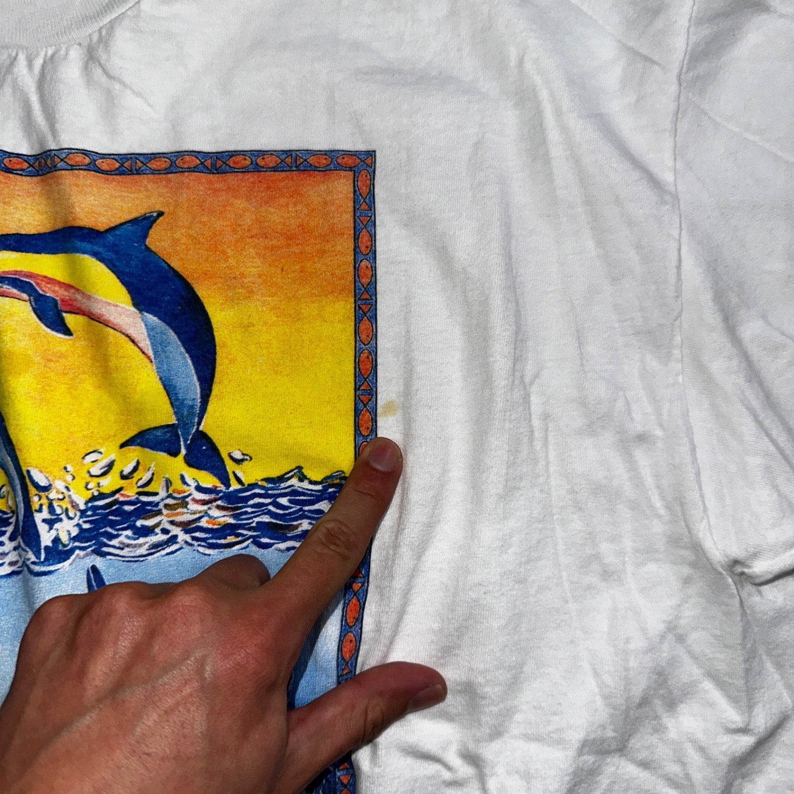 Vintage 1992 A Delicate Balance Dolphins Humanitees T Shirt Hanes XL 90s Flordia