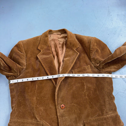 VTG Mens Suit 40 Jacket Sport Coat Rockabilly 80s 90s Corduroy Brown Short