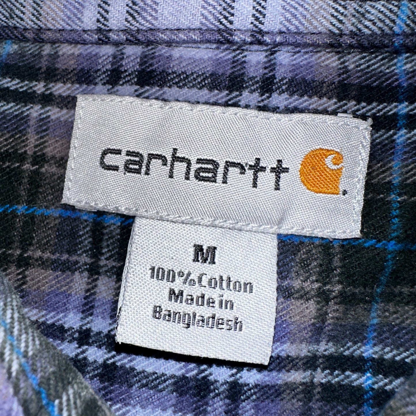 Carhartt Hubbard Plaid Flannel Button Down Work Shirt 100122 M Blue
