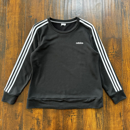 Adidas Women's Black Pullover Sweatshirt Size Medium Stiped Sleeves