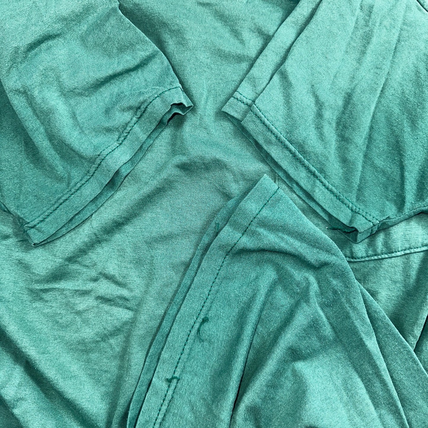 Blank 90s Fruit Of The Loom Pocket VTG T Shirt Y2K Green Selvedge Worn Thrashed