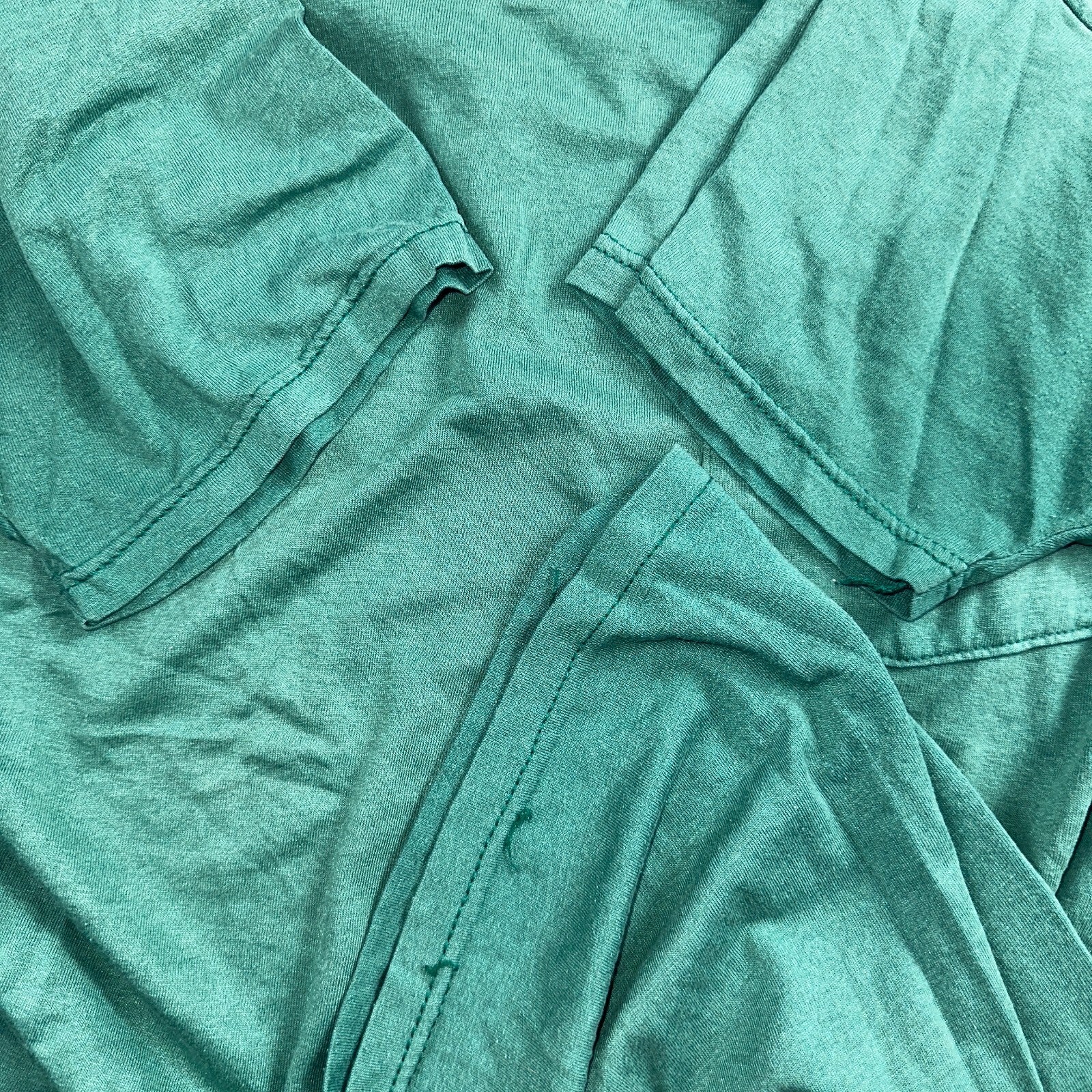 Blank 90s Fruit Of The Loom Pocket VTG T Shirt Y2K Green Selvedge Worn Thrashed