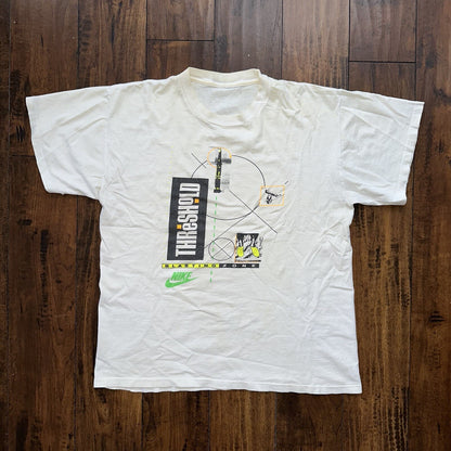 Nike Vintage T Shirt Mens Aqua Socks Swim Rare 90s Gray Tag Cut Rocket Blast