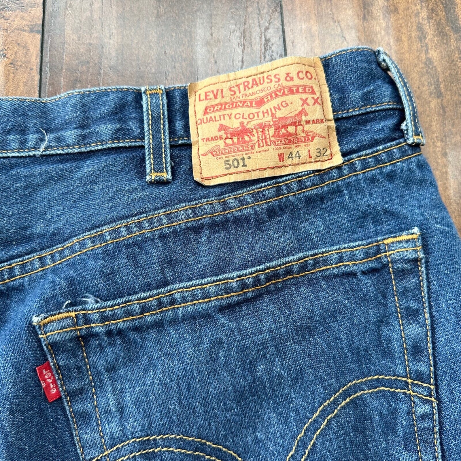 Levis 501 Vintage Y2K XX Straight Leg Jeans 44x32 Med Wash 2000s Act 40x29