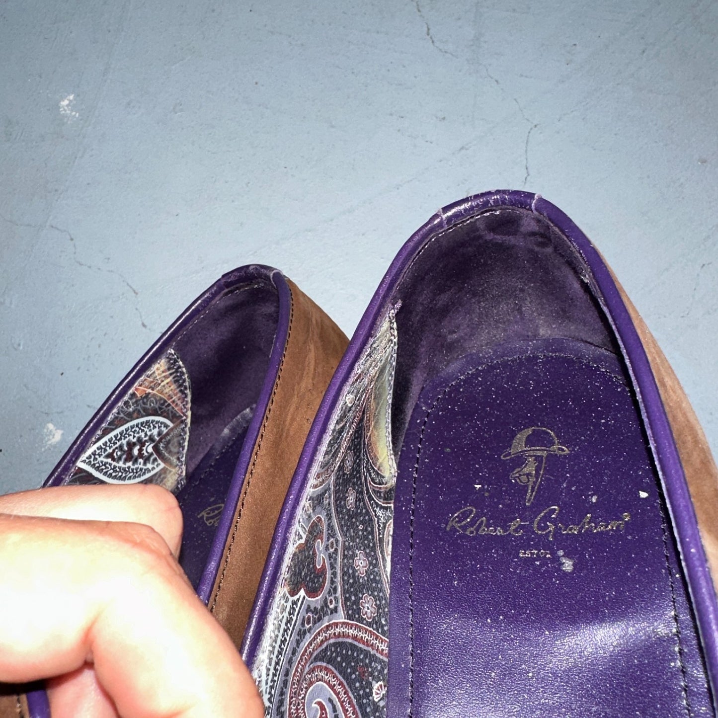 Men’s ROBERT GRAHAM Brown Suede Leather Fashion Loafers Sz 8.5 D