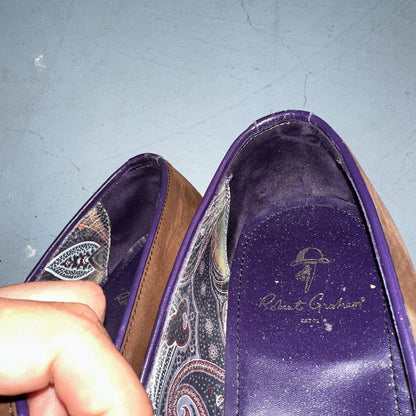 Men’s ROBERT GRAHAM Brown Suede Leather Fashion Loafers Sz 8.5 D