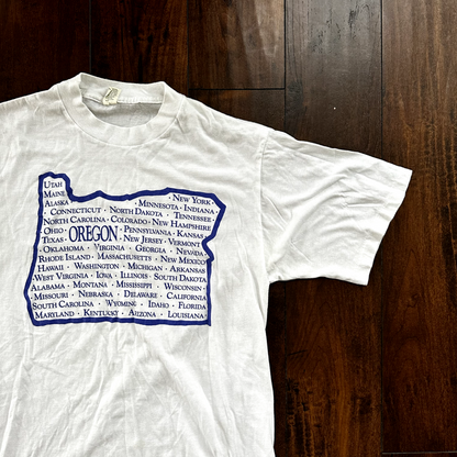 Oregon Trail West Map Vintage T Shirt Single Stitch State USA Cool 80s