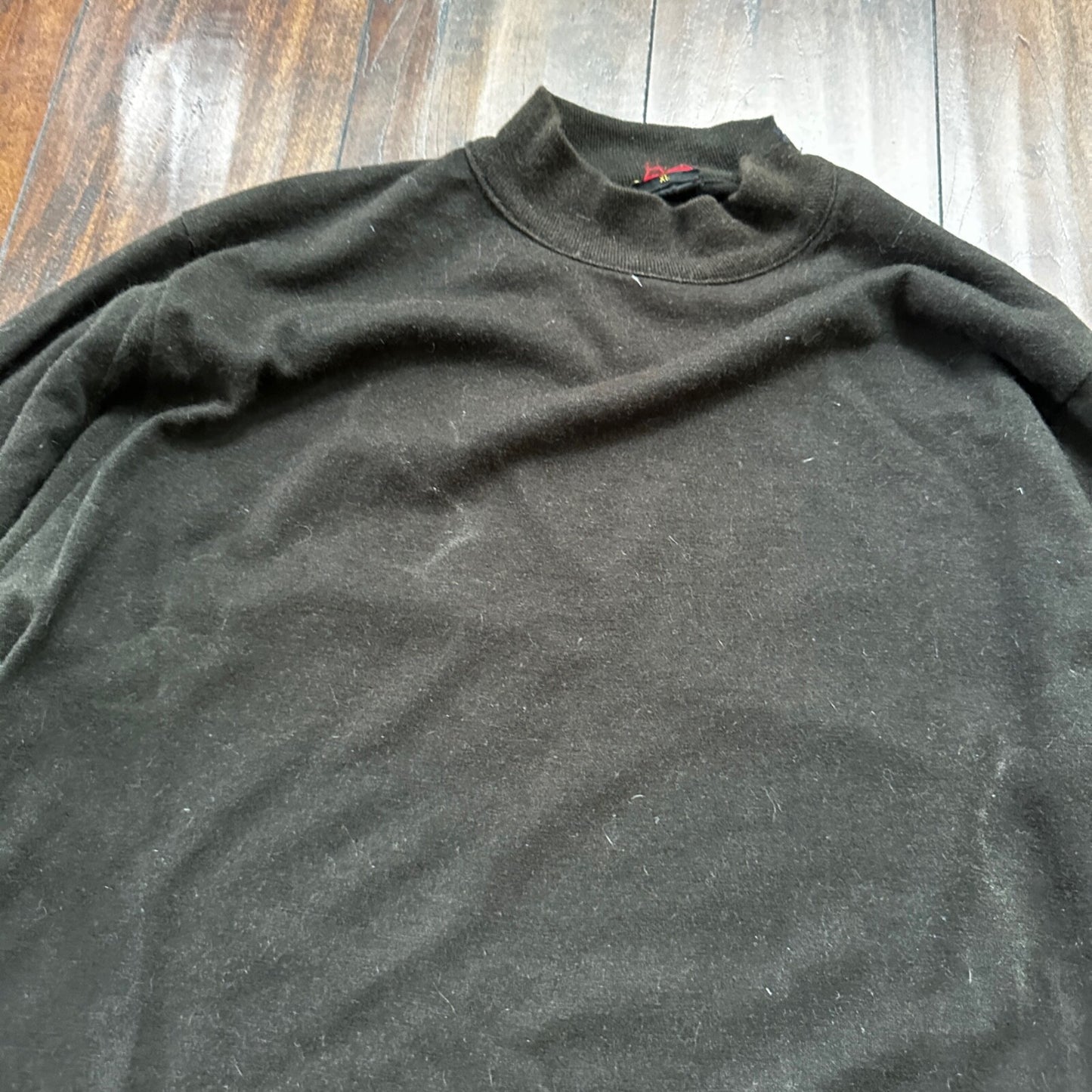 1960s Black Mock Neck Vintage T Shirt Crewneck Munsigwear Rockabilly 60s 70s