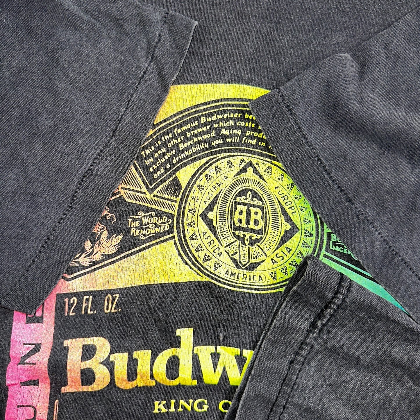 Budweiser 90s Wild Oats VTG T Shirt Single Stitch Rainbow Color Graphic Art XL