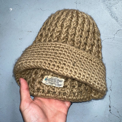 Vintage K Mart 100% Acrylic Knit Beanie Winter Hat Cap Tan Made In Japan