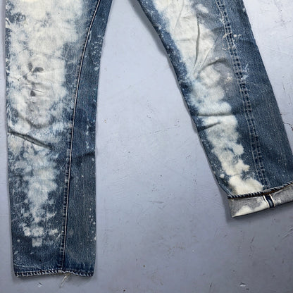 Levis 501 Vintage 80s Redline Selvedge USA XX Jeans Light Wash Stained Act 34x33