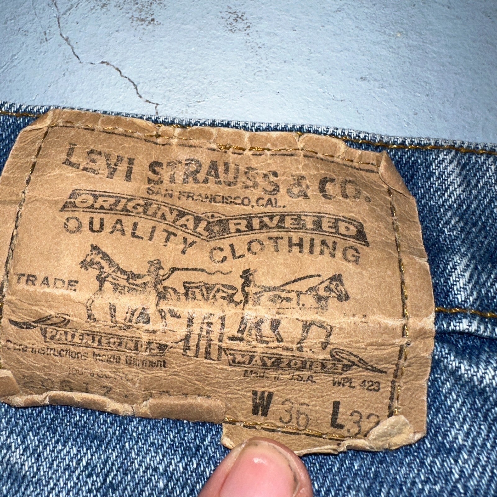 Levis 517 Vintage 80s USA Orange Tab Bootcut Flare Blue Worn Jeans Act 34x30
