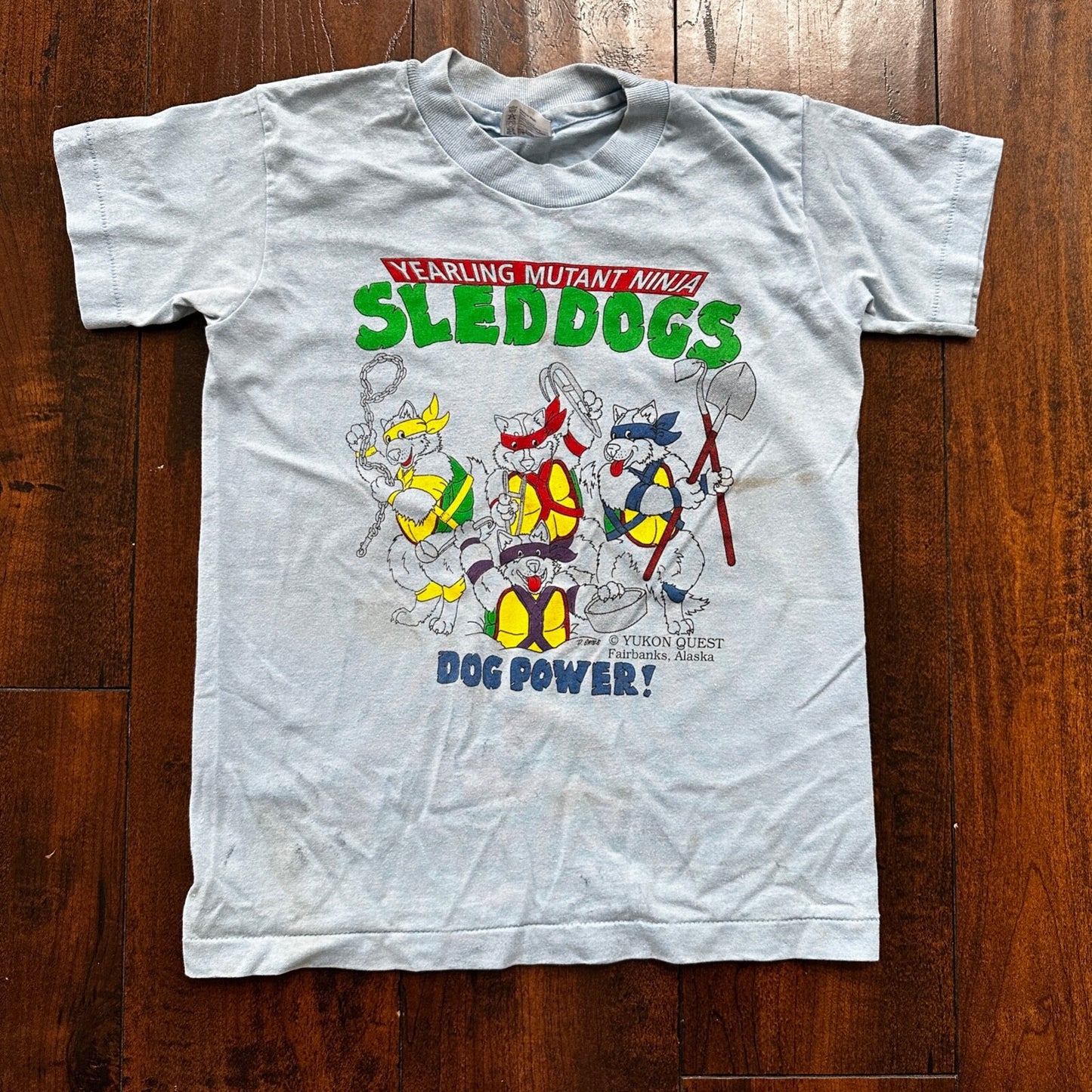 Teenage Mutant Ninja Turtles Dogs Sleddogs Vintage T Shirt 80s Kids S Alaska Rap