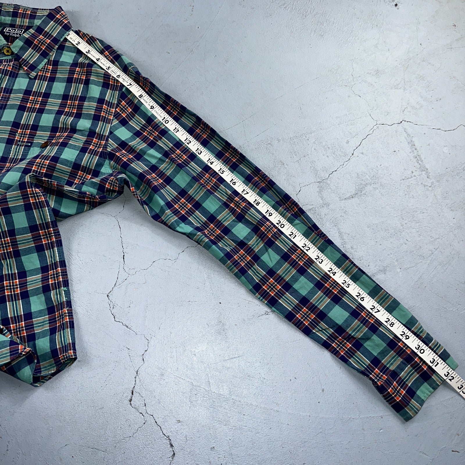 Polo Ralph Lauren Mens Long Sleeve Button Down Shirt Size M Plaid Green Blue