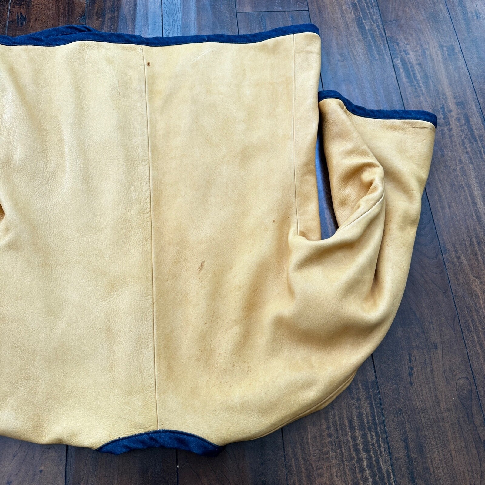 1960s Rockabilly Reversible Denim Leather Jacket 60s 70s RARE Yellow Blue Anorak