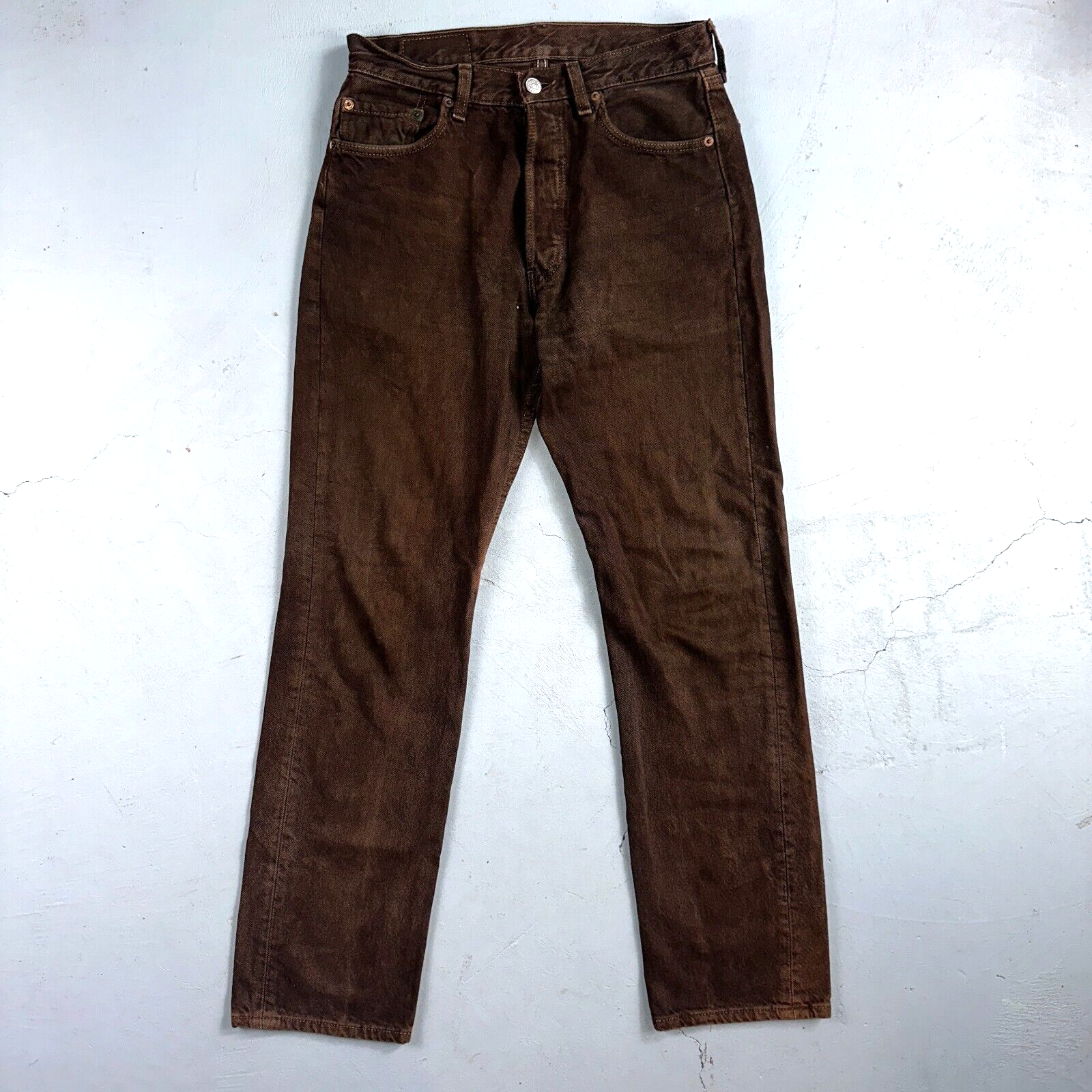 Levis 501 Vintage 90s USA XX Straight Leg Jeans Brown Dark Wash 29x32 Act 29x31