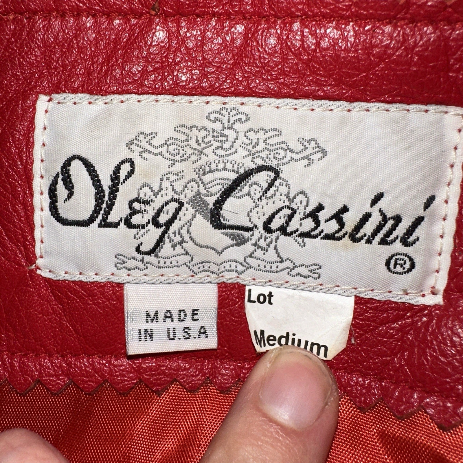 VTG Oleg Cassini Genuine Leather Blazer Fur Jacket Red Womens M 70s 80s Rare