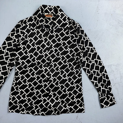 Koret of California Sz 16 Vintage Button Shirt Jacket Collar 70s Rockabilly 60s