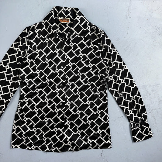 Koret of California Sz 16 Vintage Button Shirt Jacket Collar 70s Rockabilly 60s