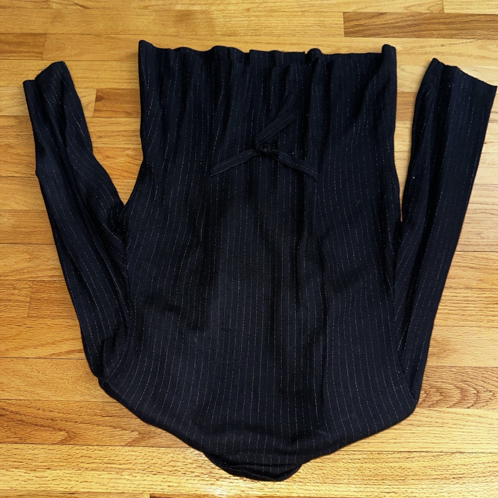 Renditions Vintage 80's Jacket Size 12 Black Damask Open Front Kimono Striped