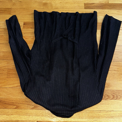 Renditions Vintage 80's Jacket Size 12 Black Damask Open Front Kimono Striped