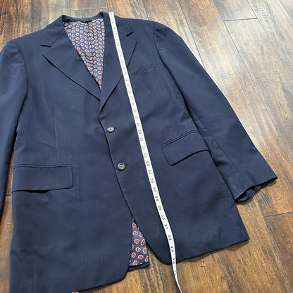 1960s 1970s Navy Oregon Sport Jacket VTG Mens Suit 42 33x33 Rockabilly Classy