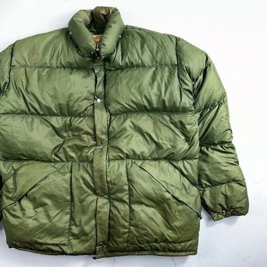 VTG Teton Mountain Coat Goose Down Puffer Coat Green Hunting Hiking 1960s 60s