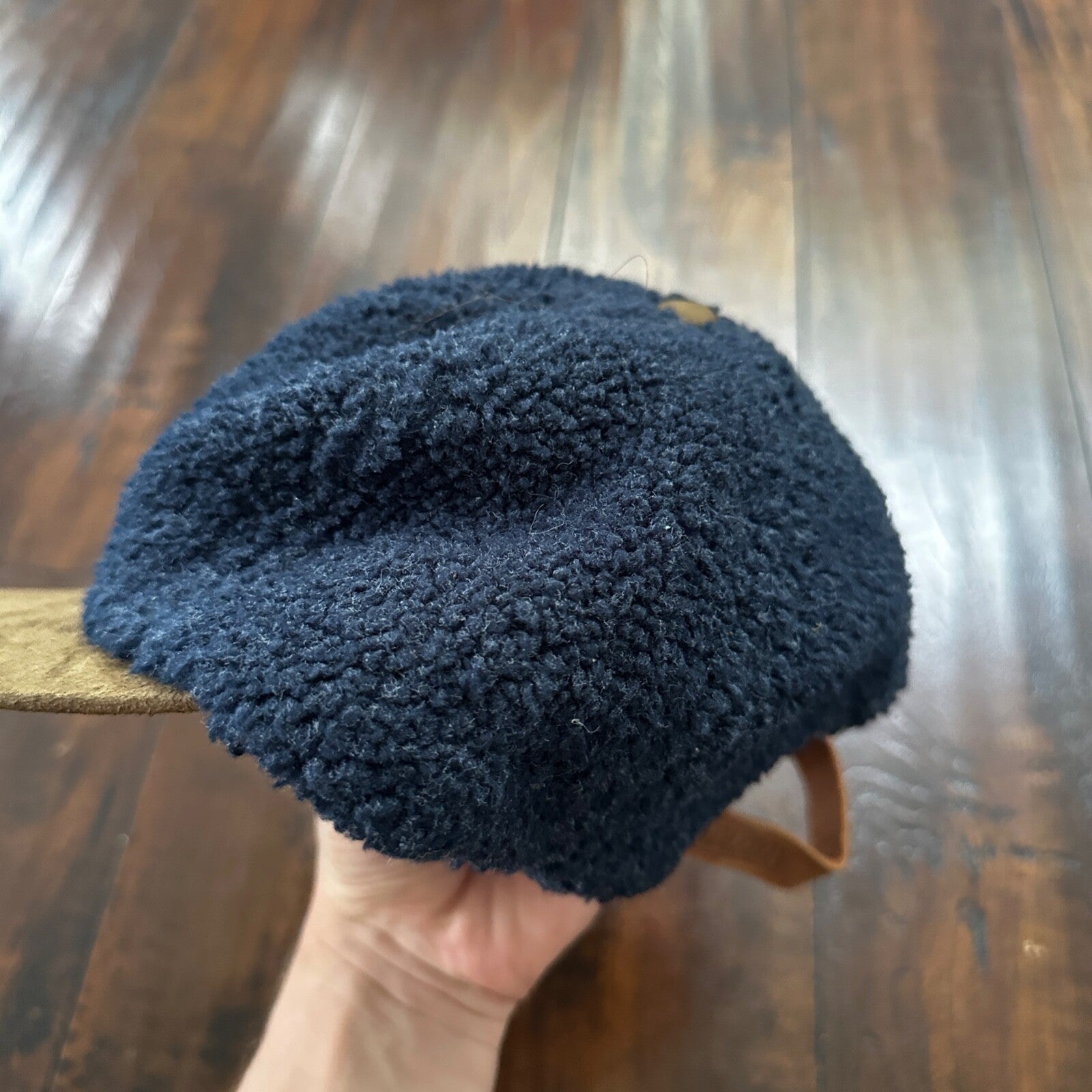 Pendleton Sport Hat Fleece Suede Flap Camp Navy USA Made Vtg 90s