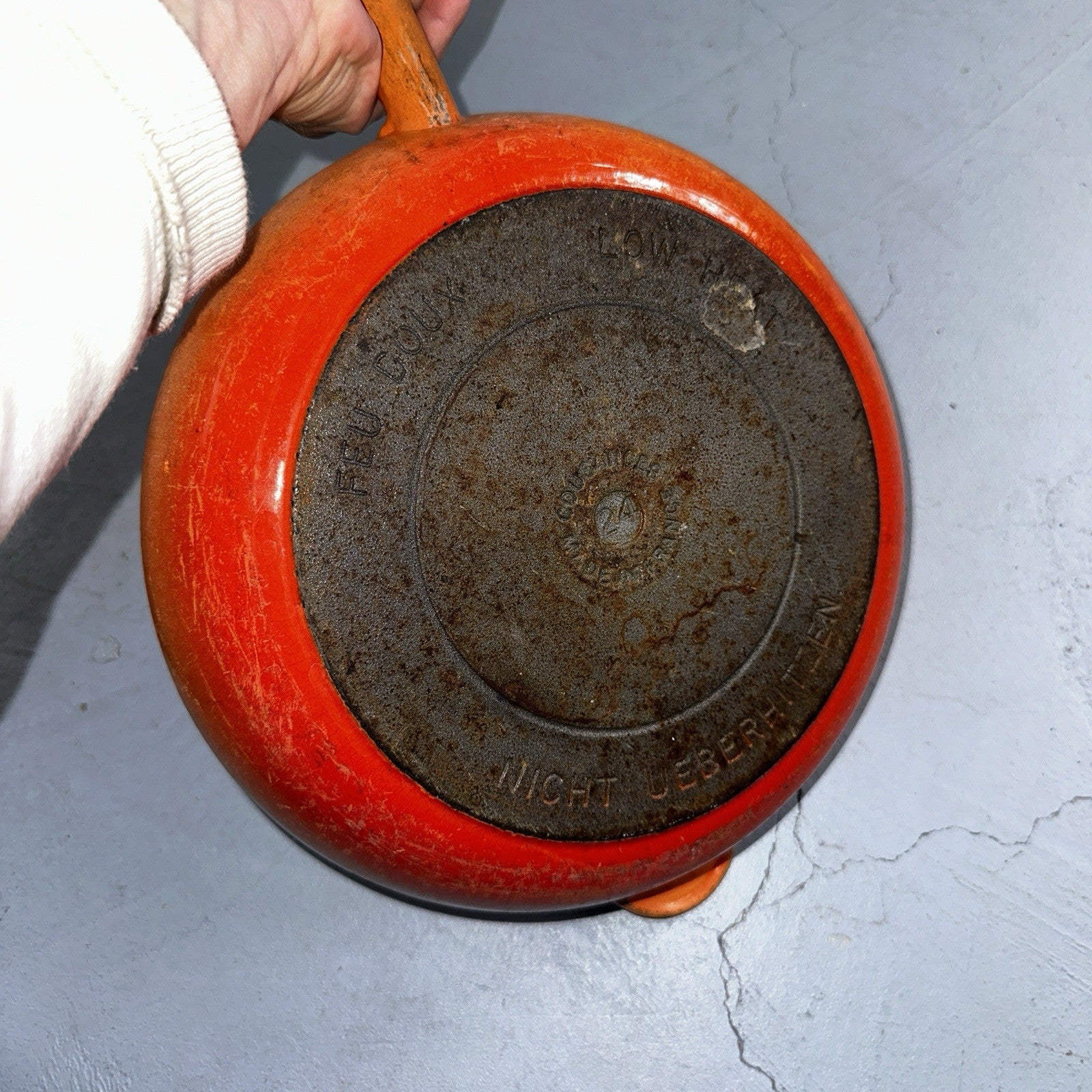 Le Creuset Cast Iron Enamel Cousances No. 24 Skillet Missing Handle Pan