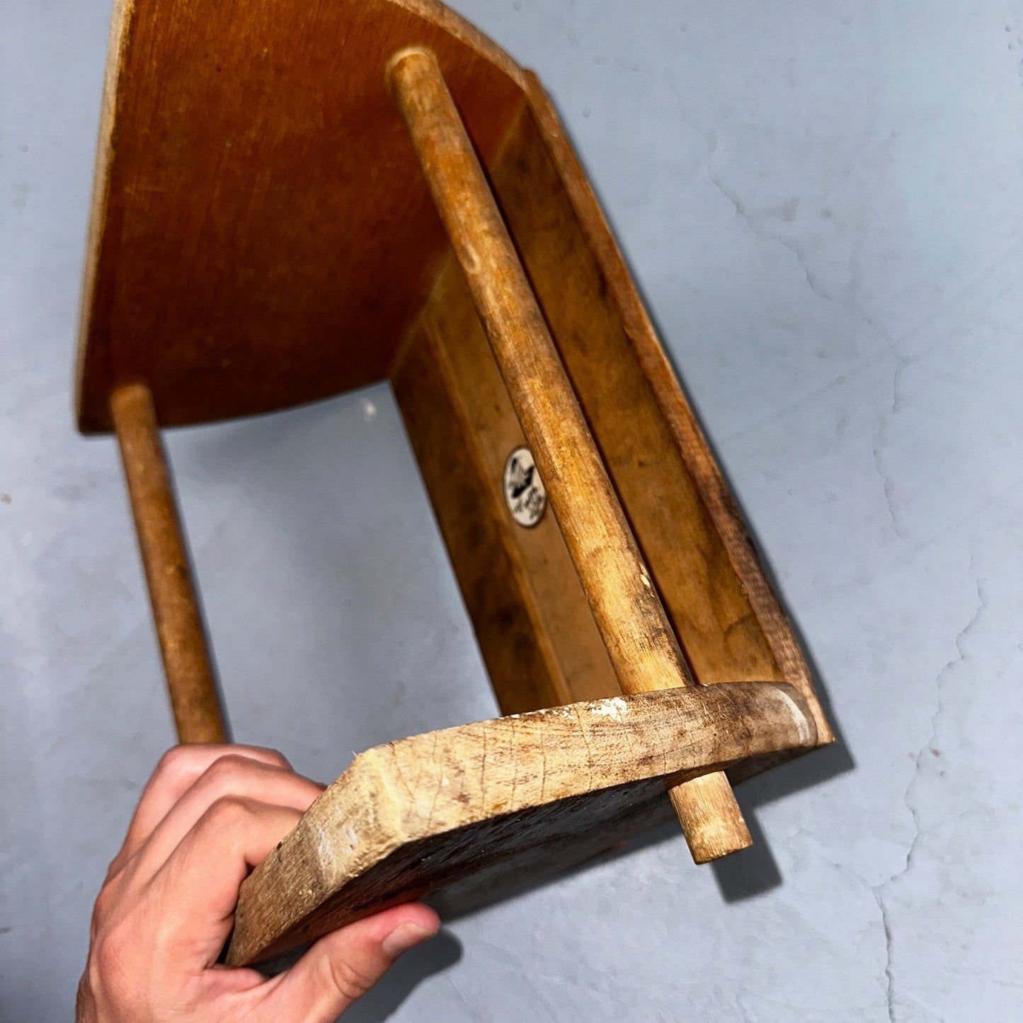 Sit Down Step Up Stool Chair DEKTO Wooden Toys Animal Alphabet VTG Primative