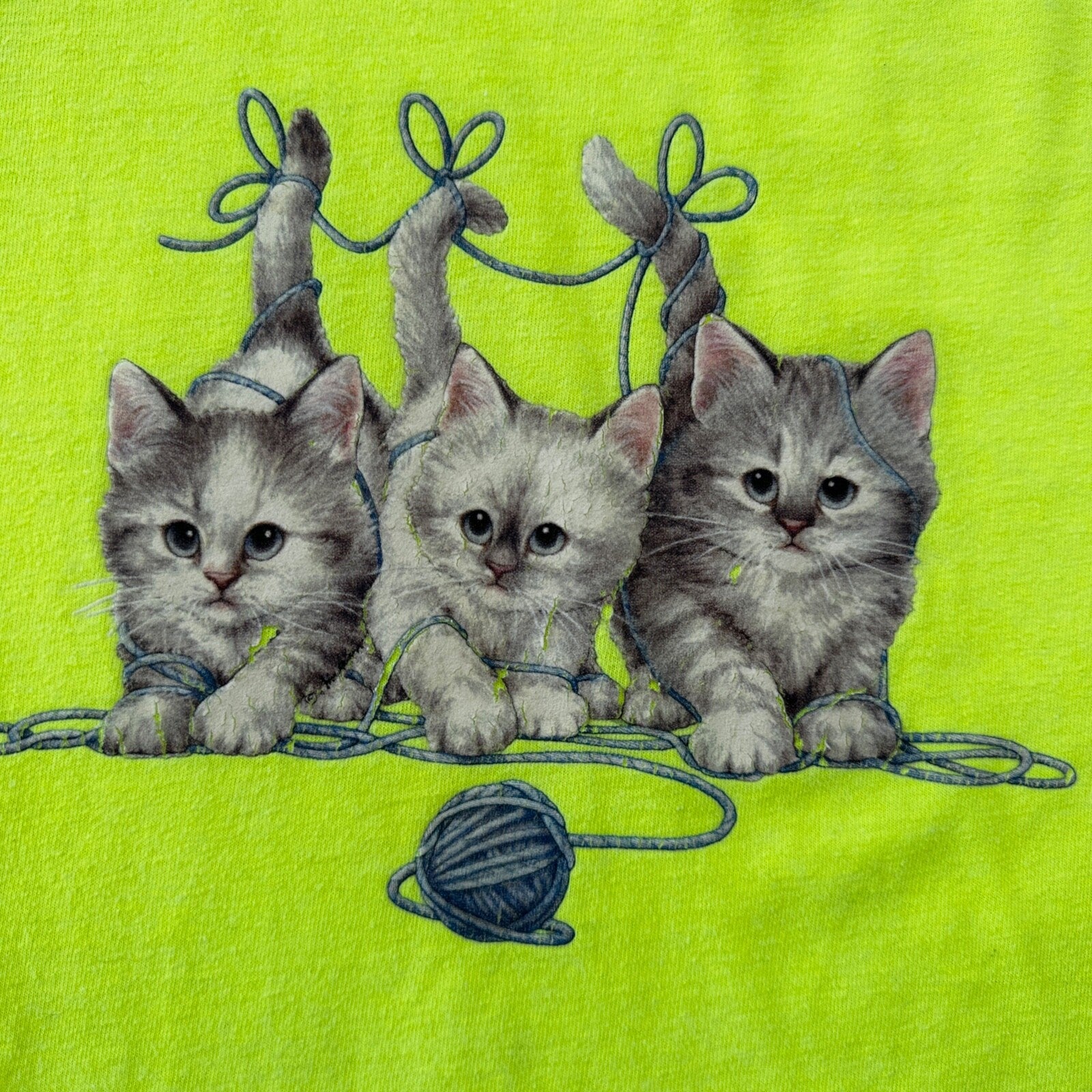 Cats XL Highlighter Vintage T Shirt Y2K Gildan Cute Animals Love Hipster Yarn
