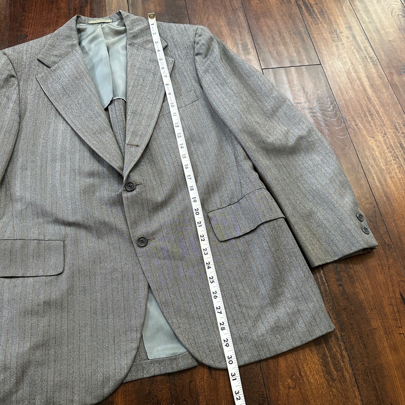 1960s 1970s Brown Striped Sport Jacket VTG Mens Suit 41 33x27 Rockabilly Wool