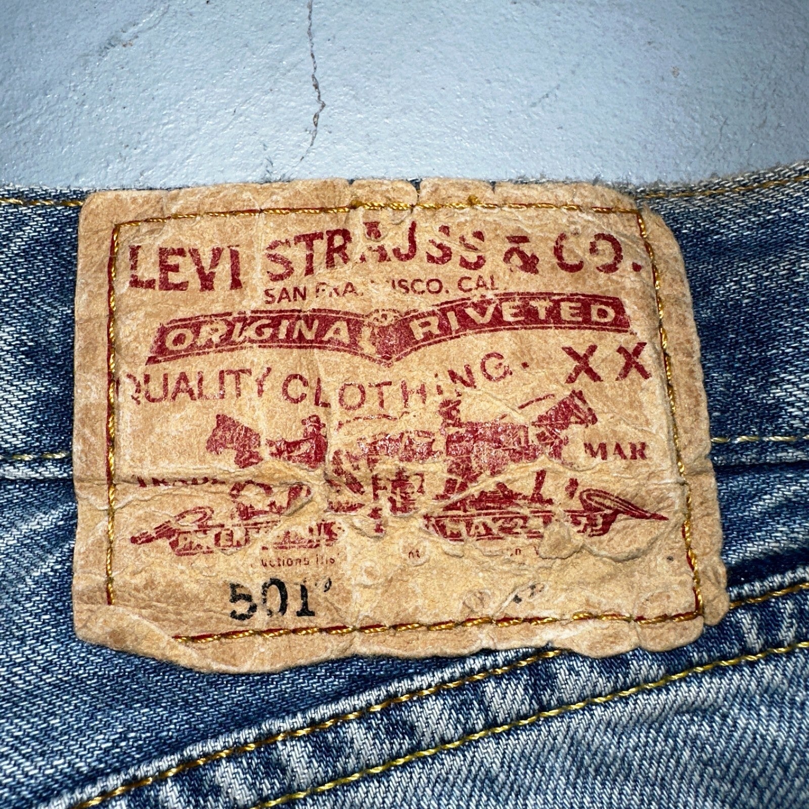 Levis 501 Vintage Y2K XX Straight Leg Jeans Blue Light Wash 34x34 Act 35x30