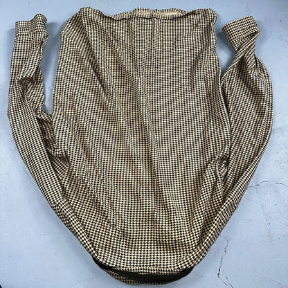 LL Bean VTG SOFT Flannel Shirt Size M Mens Cream Houndstooth Long Sleeve Button