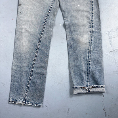Levis 501 Vintage 80s Redline Selvedge USA XX Jeans Light Wash 27x34 Act 25x29