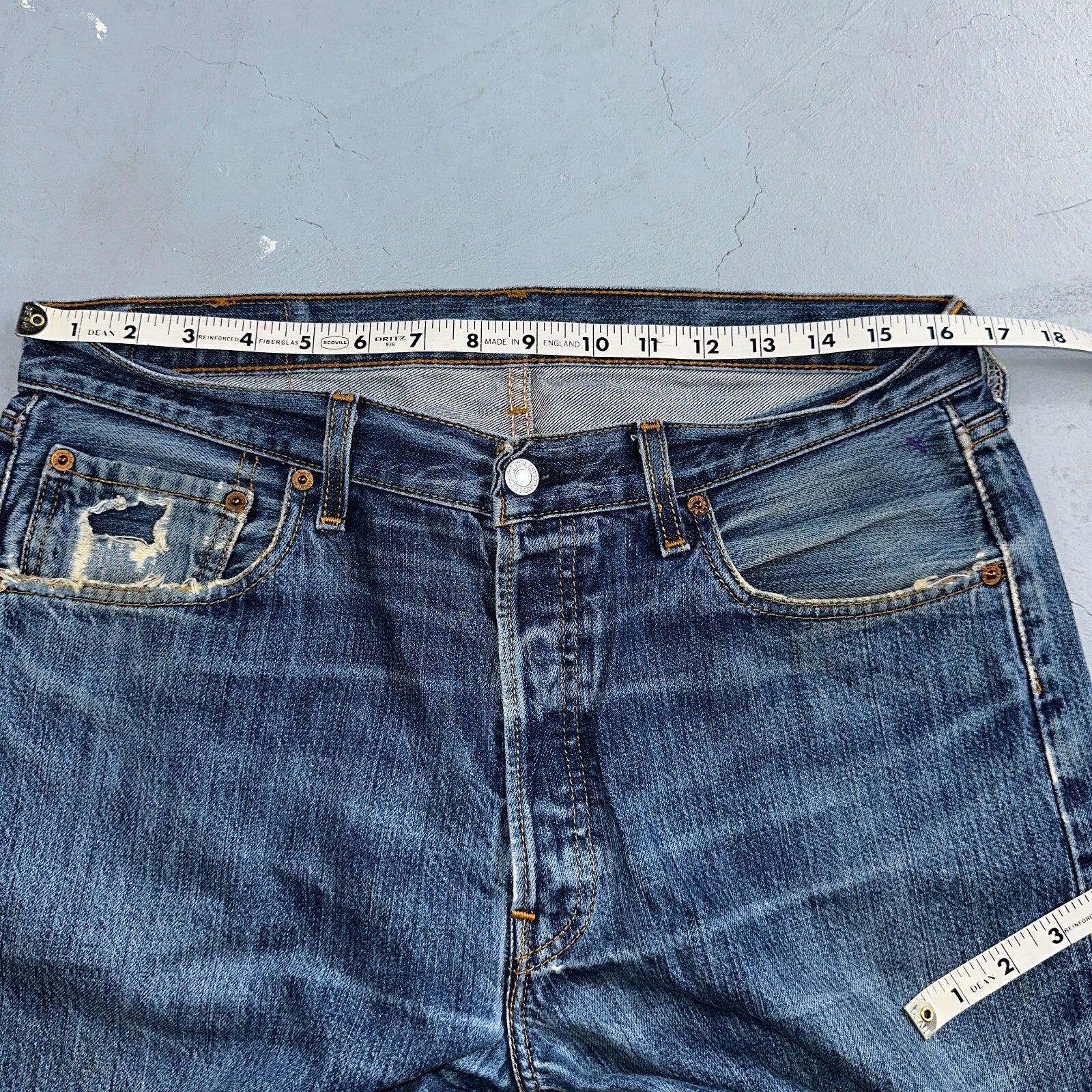 Levis 501 Vintage Y2K XX Straight Leg Jeans Blue Med Wash 34x34 Act 33x27