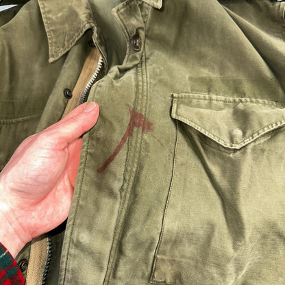 Vintage Military Jacket Green Button Up Vietnam Era 60s 70s M65 M1951 Parka