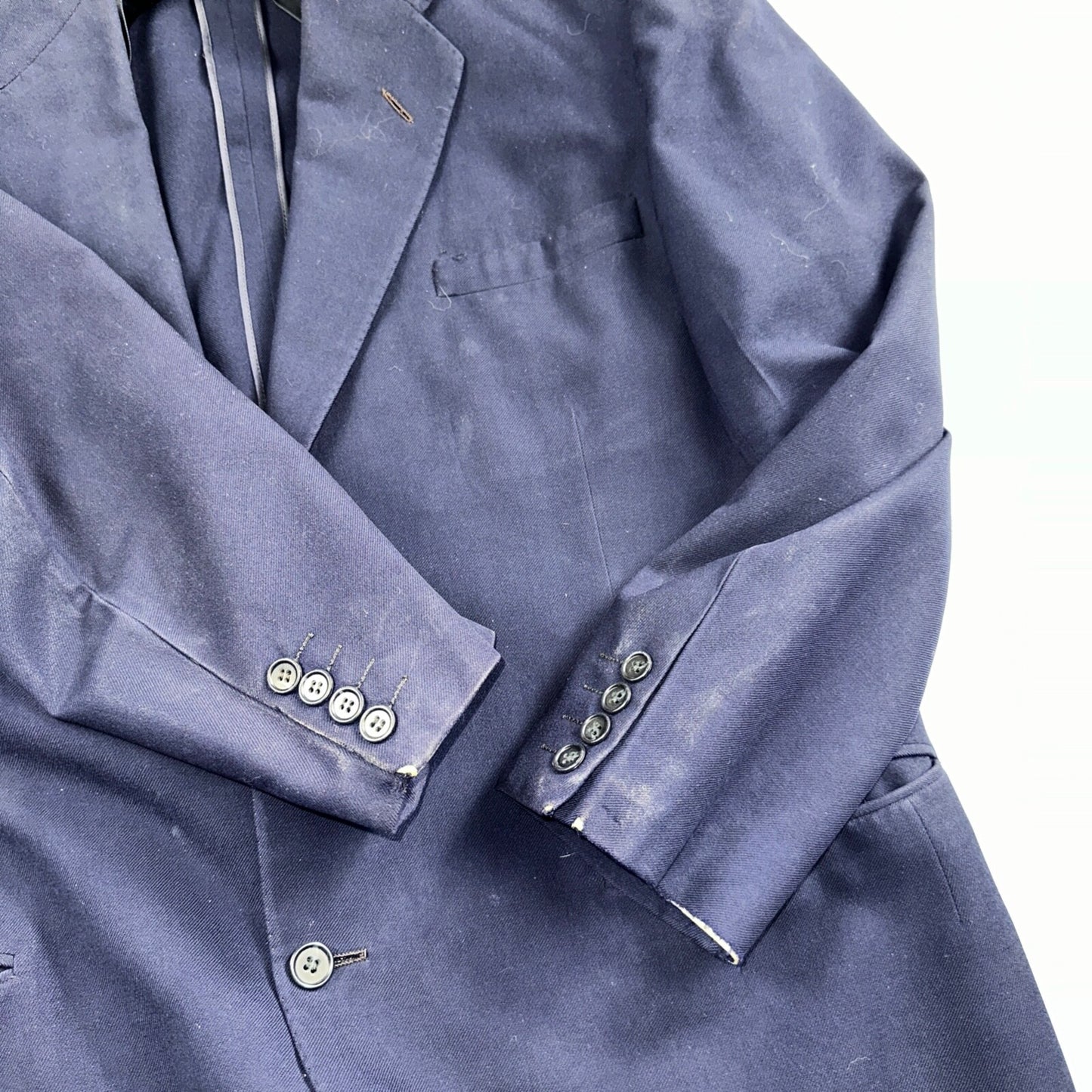 VTG Mens 2 PC Suit 42 Jacket Coat Pants Blue Rockabilly 1950s Thrashed Ripped