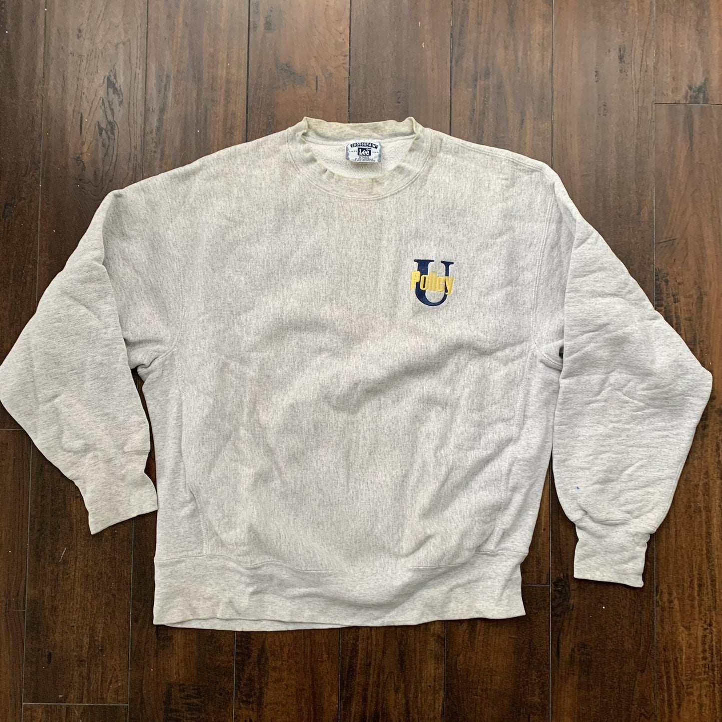 LEE UPolicy School Gray Hipster Basic Promo Rap Vintage Crewneck 90s 80s T Shirt