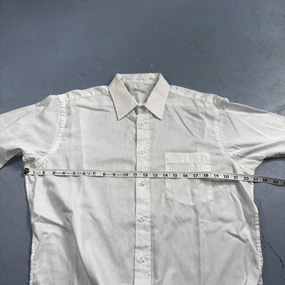 Christian Dior VTG Button Shirt Short Sleeve Men’s 16.5 Ivory Basic 80s 1980s