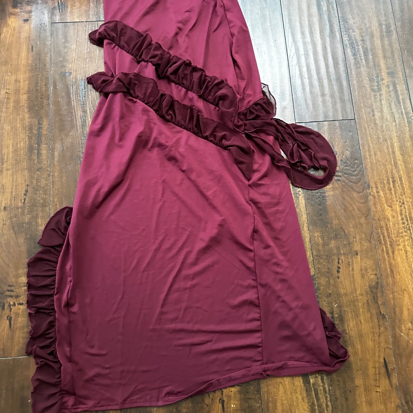 Womens ARIELA Maroon Sexy Midi Dress Strappy Summer Beach Split Sundress M