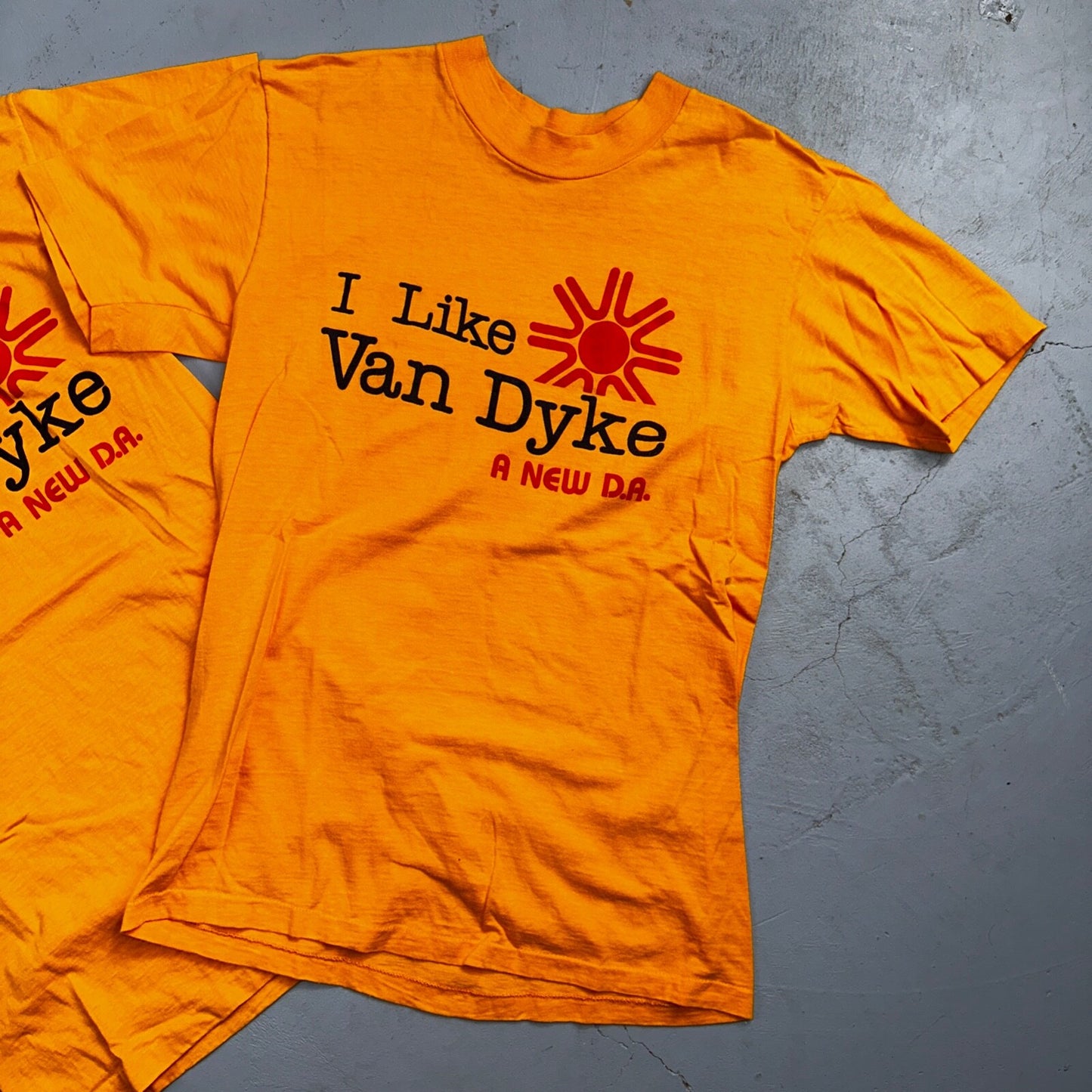 70s Hanes I Like Van Dyke VTG T Shirt Sun Funny Car Driving Girl Political 1970s