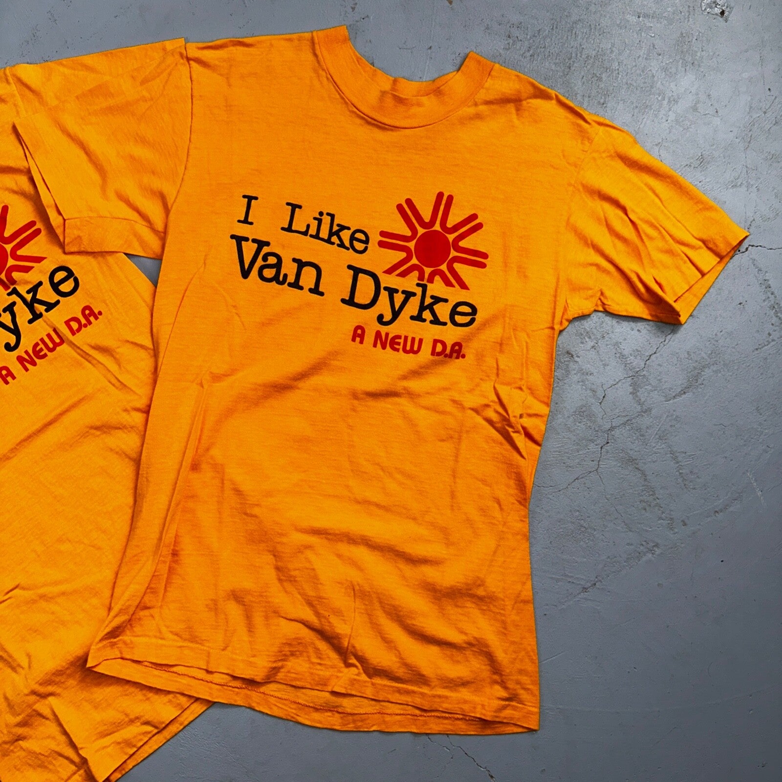 70s Hanes I Like Van Dyke VTG T Shirt Sun Funny Car Driving Girl Political 1970s