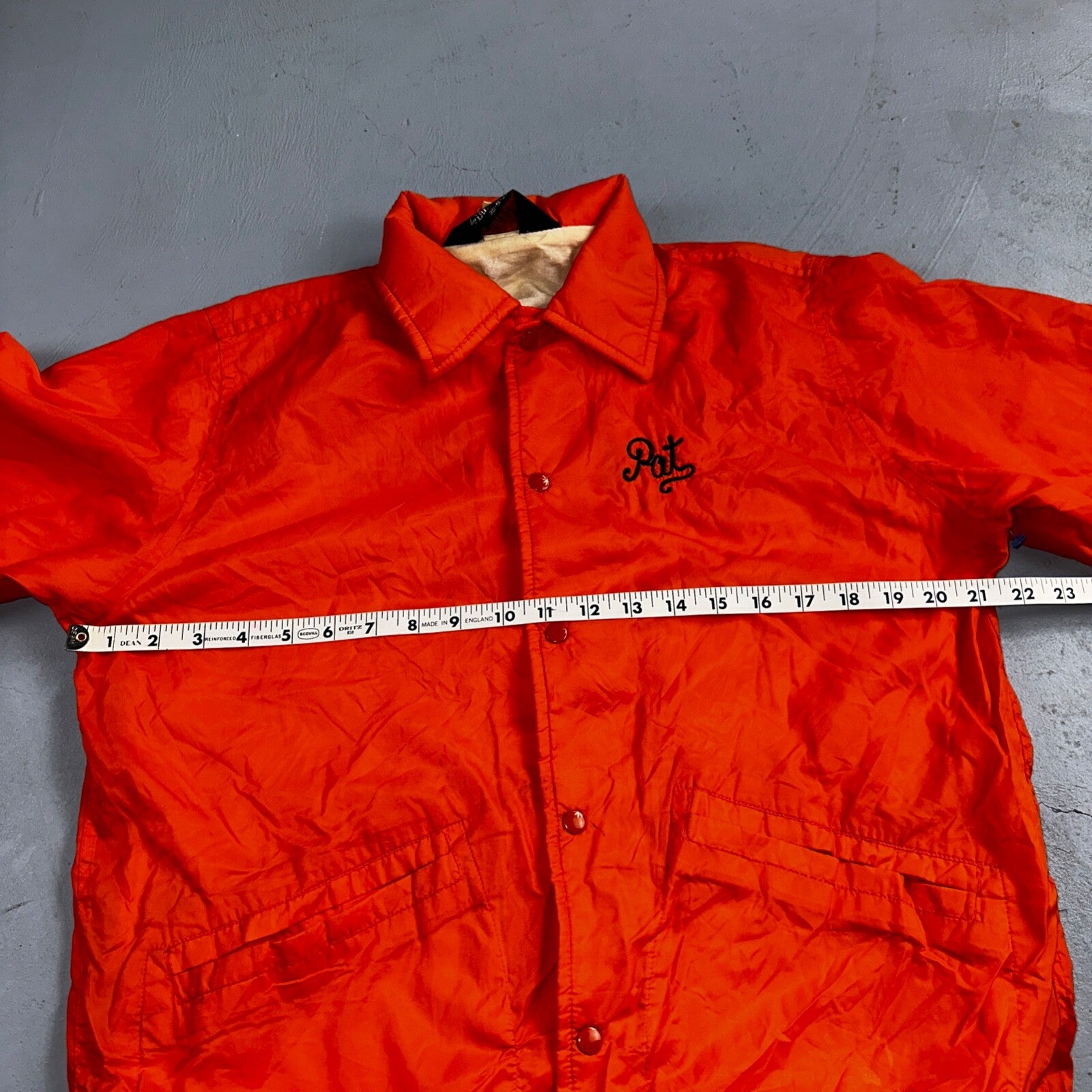 Vintage Indians Coach Starter Satin Jacket Nylon 80s Orange Chainstitch Pat