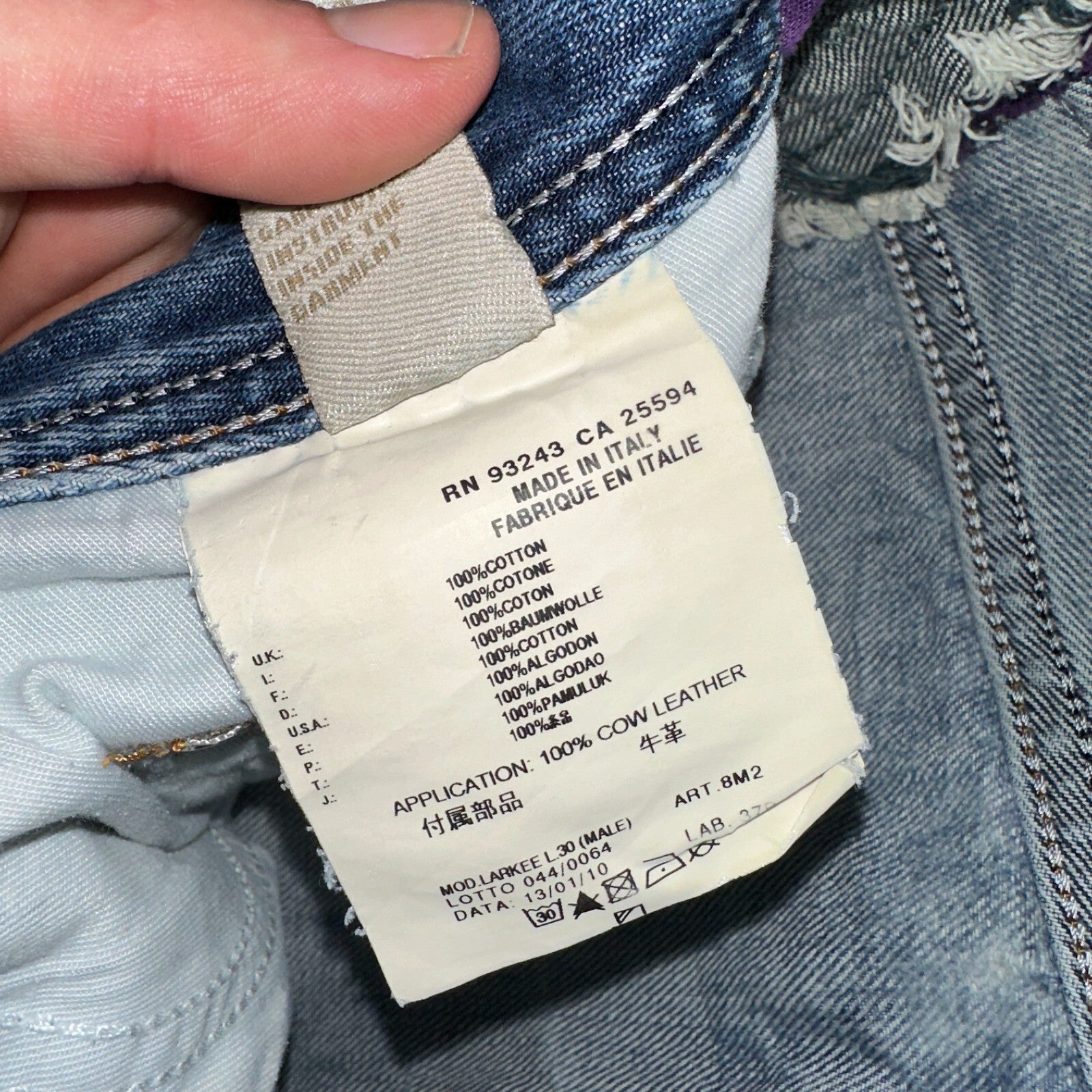 Diesel Larkee Bootcut Stretch Jeans Mens 36x30 Blue Straight 008M2 Whisker Italy