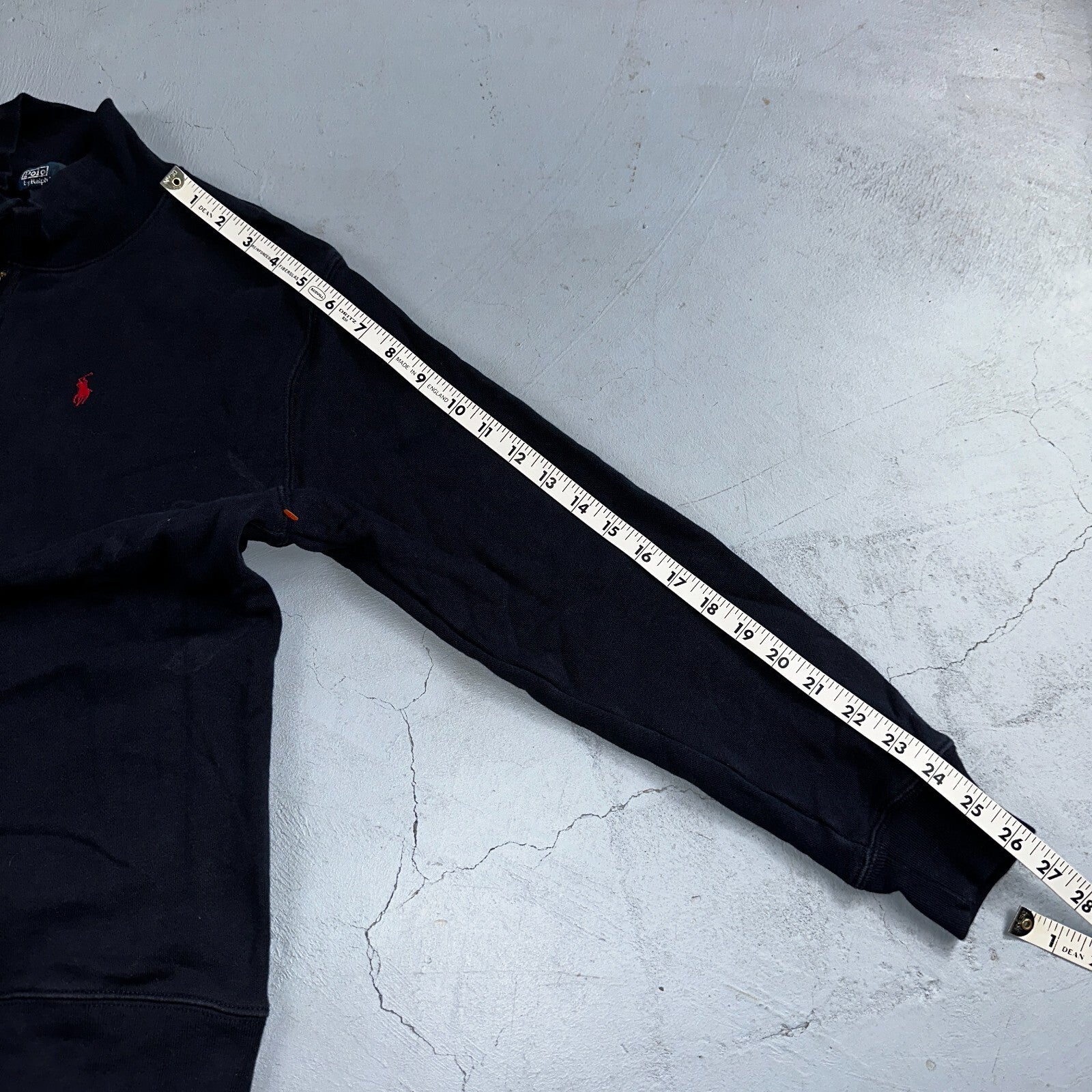 Polo Ralph Lauren Sweater VTG M Blue Cotton Long Sleeve Mock Neck Quarter Zip