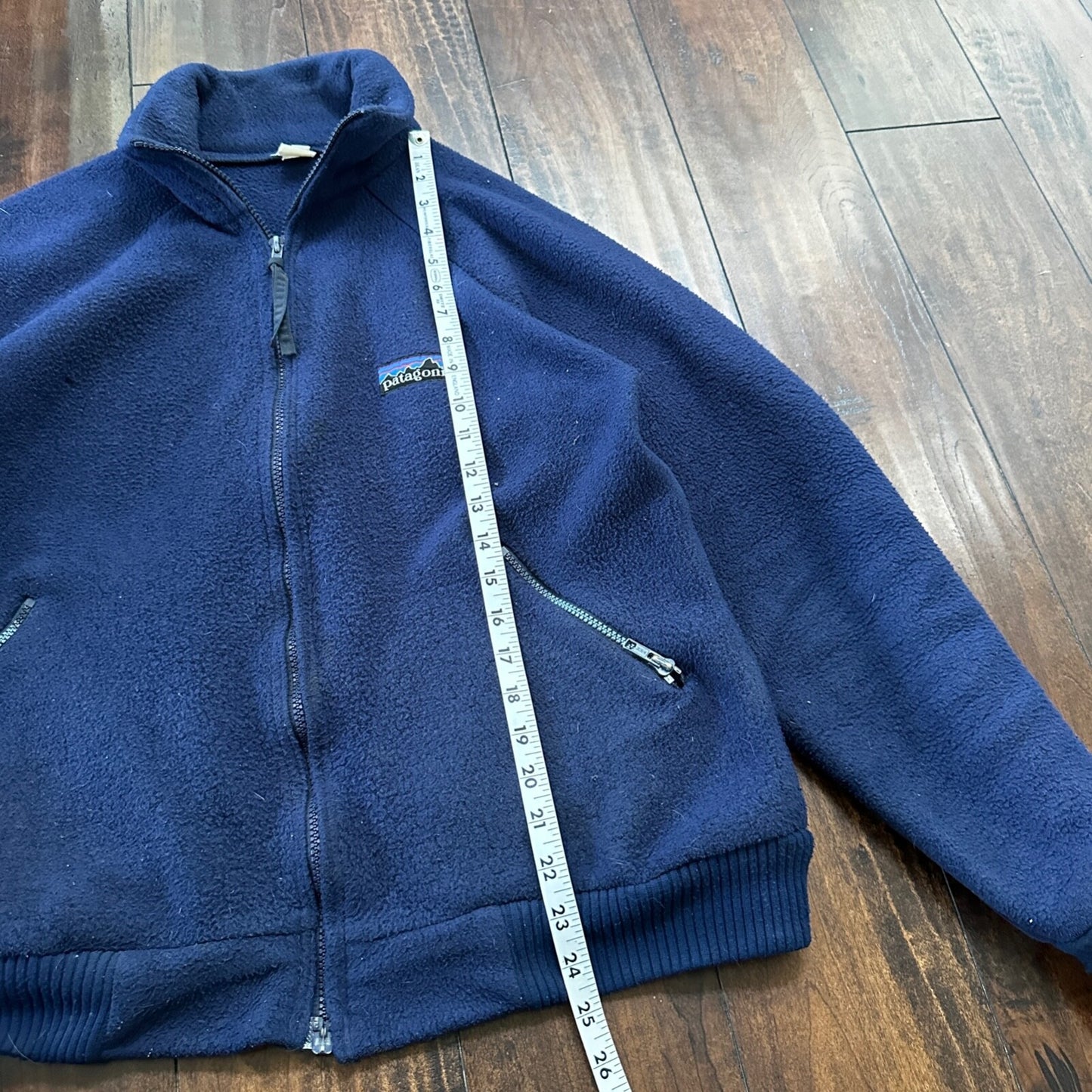 Patagonia Vintage 80s Zip Up Fleece Jacket Navy Blue Full Bomber 90s Deep Pile