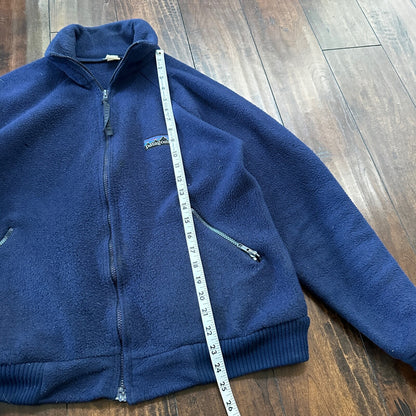 Patagonia Vintage 80s Zip Up Fleece Jacket Navy Blue Full Bomber 90s Deep Pile