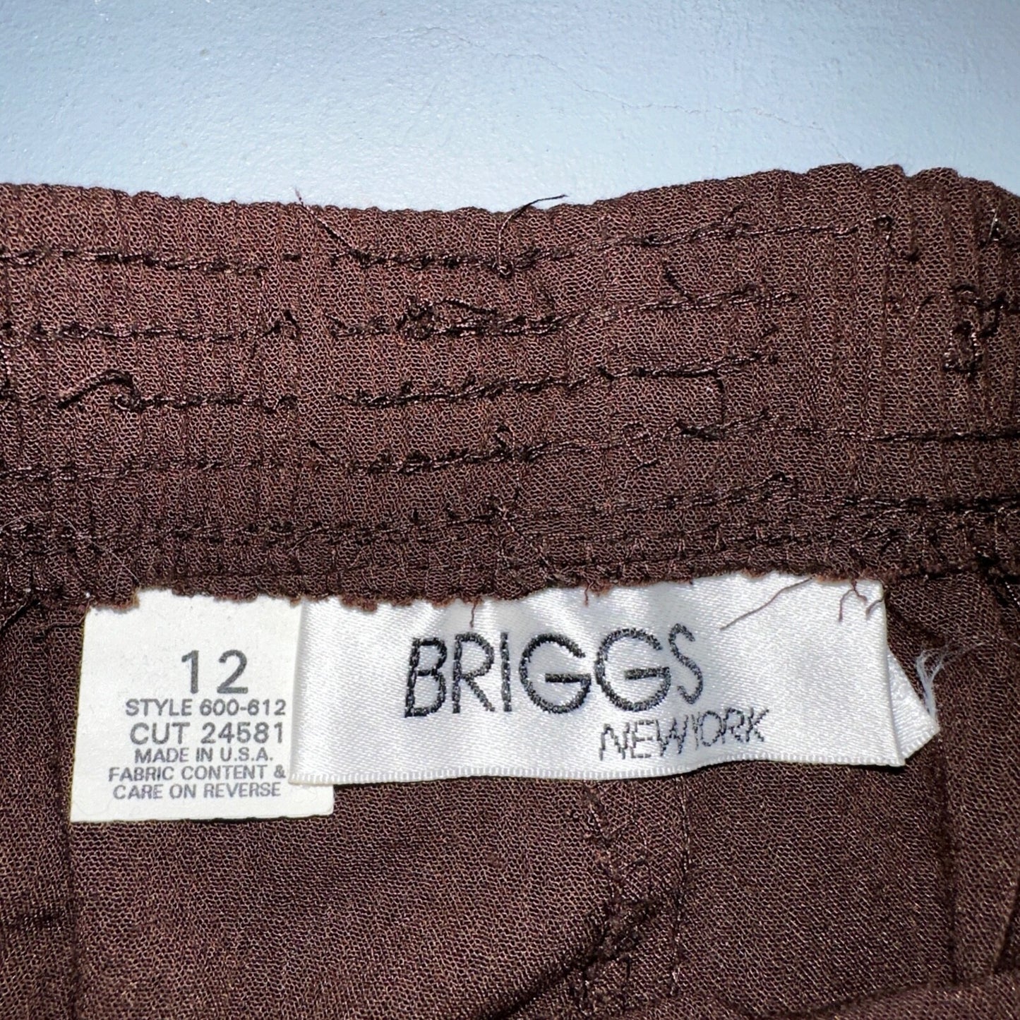 Briggs New York 2 Pc Womens 12 Brown Stretch Pants Blazer Vintage USA 80s